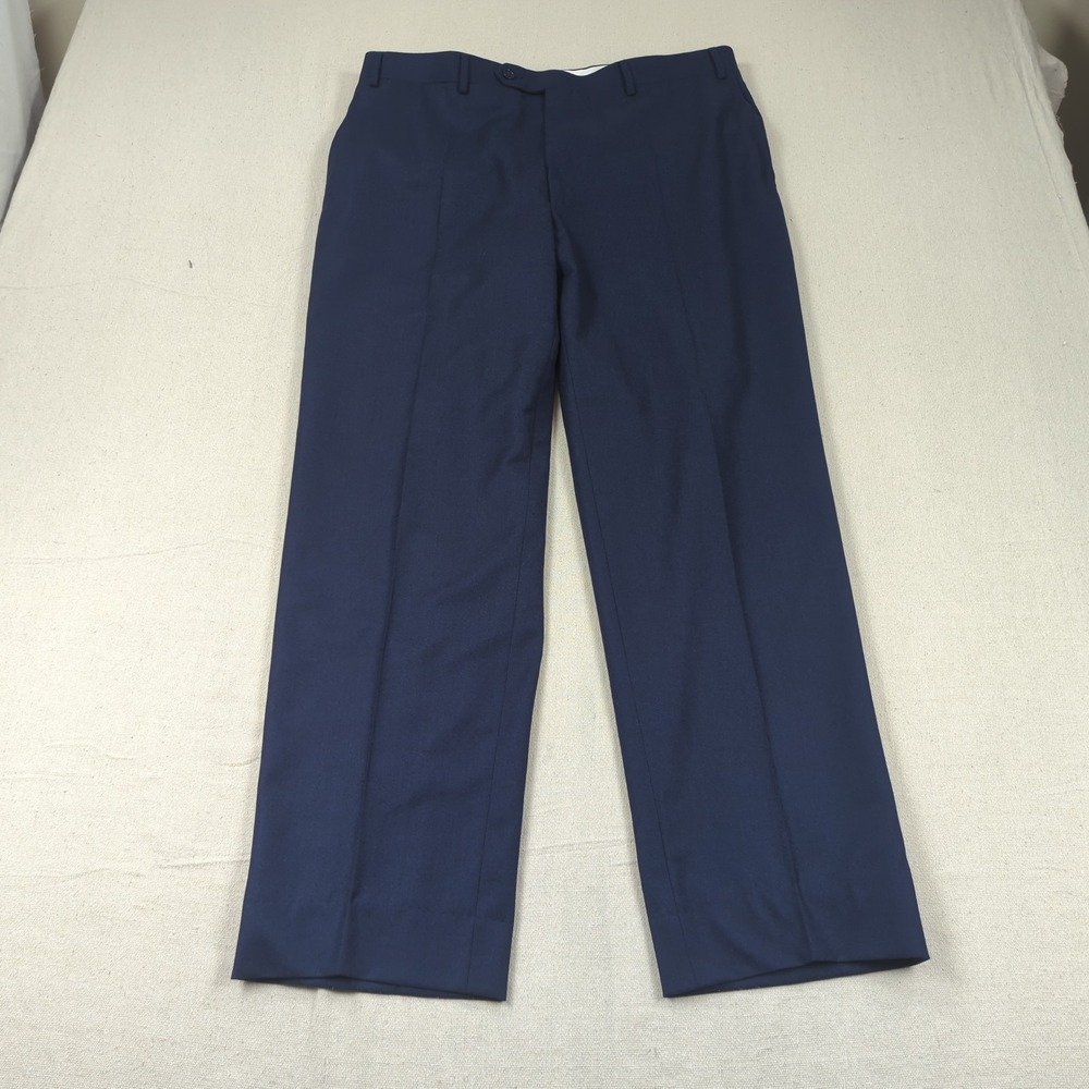 Canali Pants Mens 37x30 Blue Dress Pant Regular Fit Wool Made in Italy